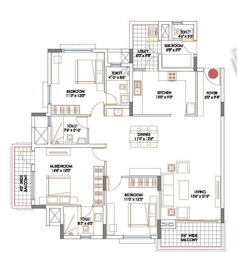 3 BHK Flat under construction at Ghatikia, Bhubaneswar